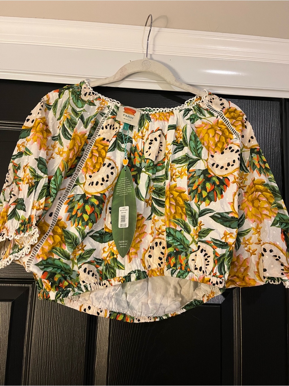 FARM Rio White Tropical Pineapple Print Crop Top